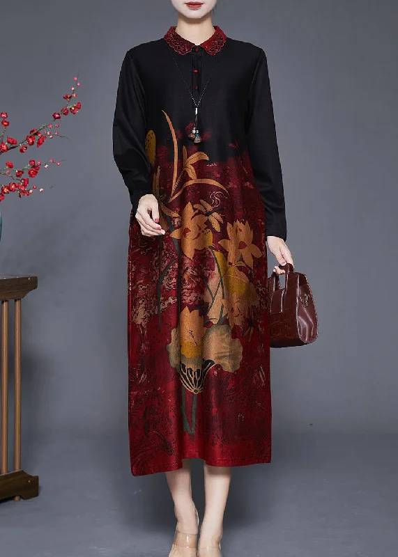 Exclusive Clothing Discounts – Upgrade Your Wardrobe For Less Mulberry Print Silk Holiday Dresses Peter Pan Collar Fall