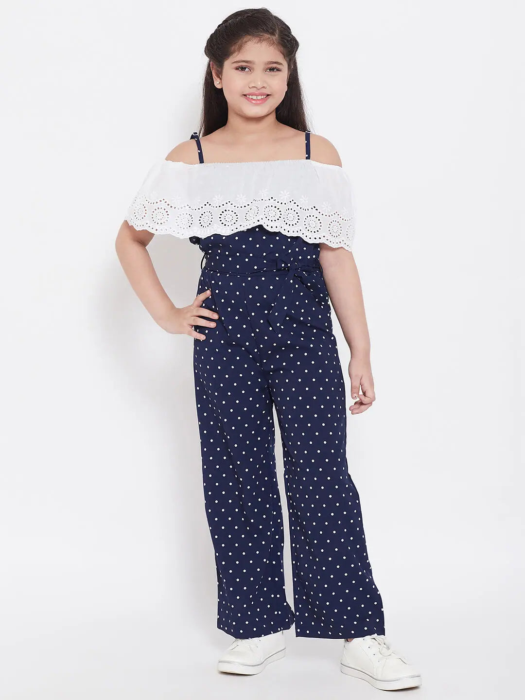 Style Upgrade Girl's Expensive Lit Printed Jumpsuit Blue
