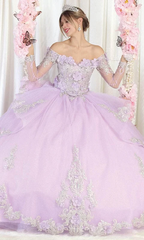 Women's Clothing Online Sale May Queen LK189 - Long Mesh Sleeve Ball Gown