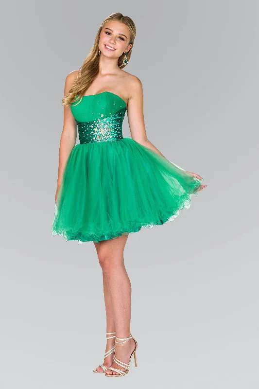 Comfort First Women's Fashion Strapless Short Tulle Prom Dress