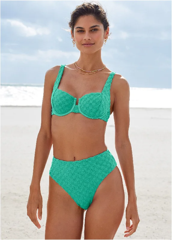 Fashion Women's Clothing Softcheck Underwire Top - Green