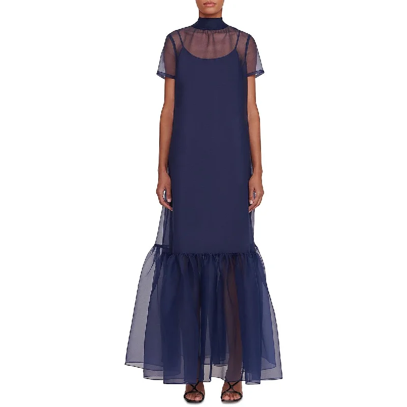 Stylish Statements STAUD Womens Sheer Back Tie Maxi Dress