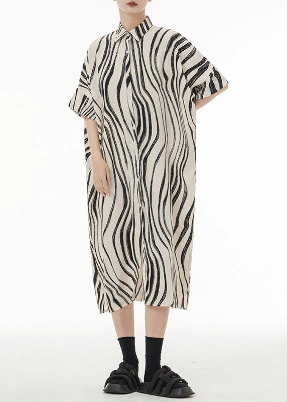 Sunday Specials – Shop & Save White Zebra Pattern Cotton Holiday Dresses Peter Pan Collar Summer