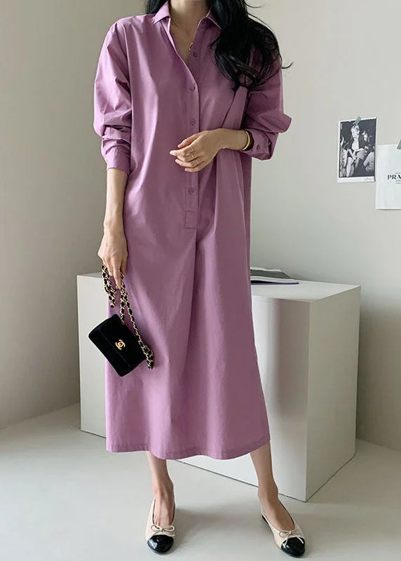 Inspired By You, Designed For You Boutique Purple Peter Pan Collar Patchwork Cotton Shirts Dress Spring