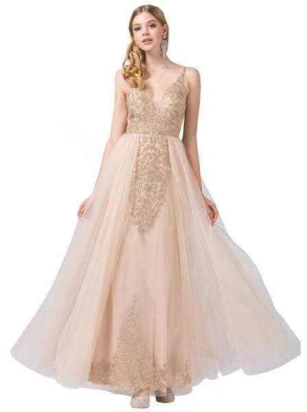 Budget-Friendly Fashion Dancing Queen - Gilt-Appliqued Illusion Overskirt Gown 2525 - 1 pc Dusty Pink In Size L Available