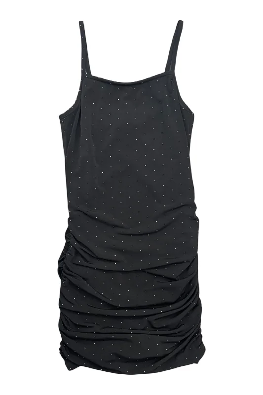 Refresh Your Look With Our Women's Fashion Sale Black Rhinestone Ruched Dress