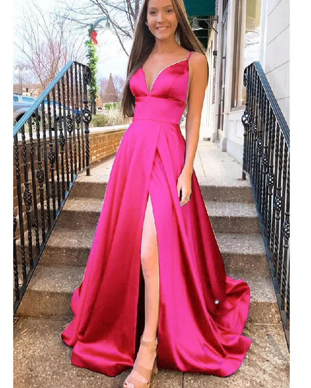 Comfortable Loungewear for Women Hot Pink Long Prom Dress 2020 Senior Girls Graduation with Straps Formal Wear outlet LP1132