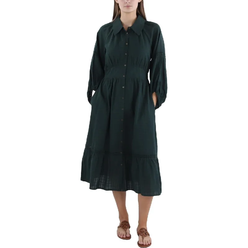 High End Women's Wear Lost + Wander Womens Cotton Mid Calf Midi Dress