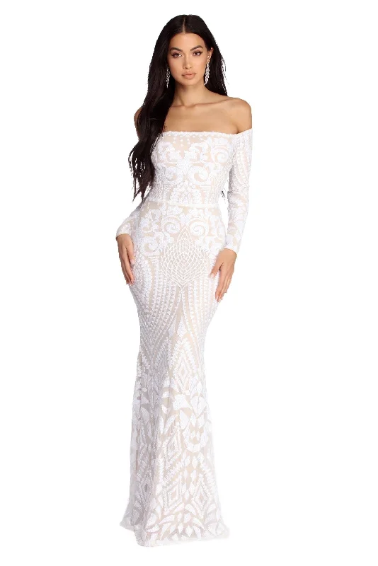 Sale On Sale Lizzie Formal Stylish Sequin Scroll Dress