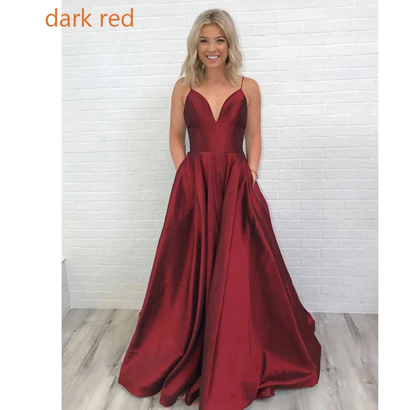 Fashion Forward Dark Red Spaghetti Prom Dress Long Girls Graduation Gown A Line Formal Wear