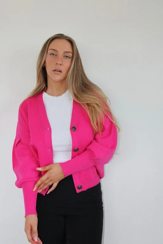 Eclectic Style Wardrobe Y.A.S KNIT CARDIGAN IN PINK