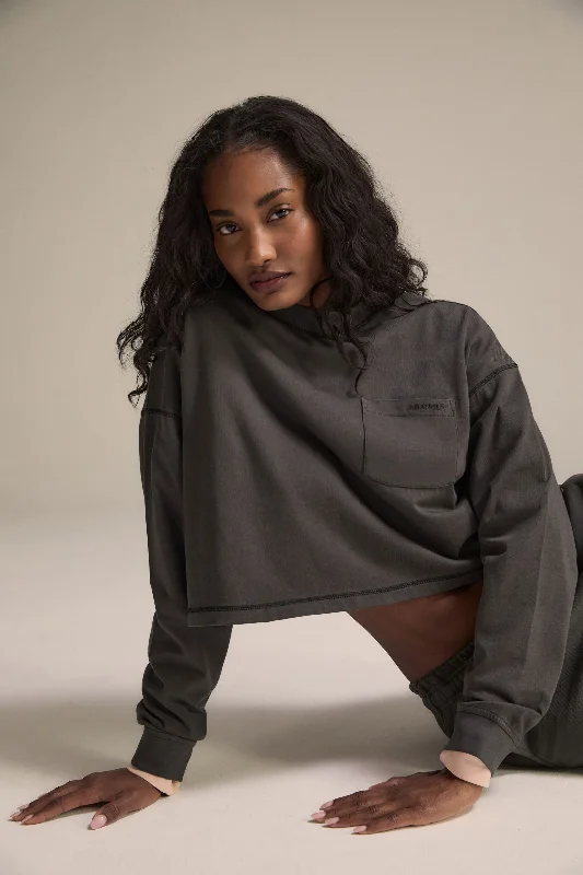Women’s Outerwear for All Weather Conditions Long Sleeve Pocket T-shirt - Graphite Grey Women’s Outerwear for All Weather Conditions Long Sleeve Pocket T-shirt - Graphite Grey