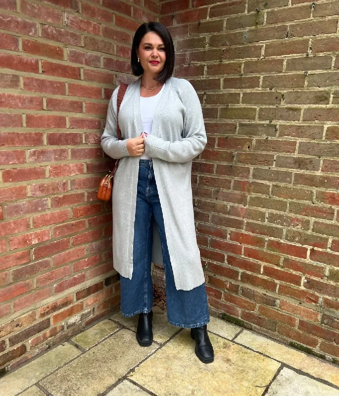 Chic Style, Always In Vogue Grey Ribbed Longline Cardigan