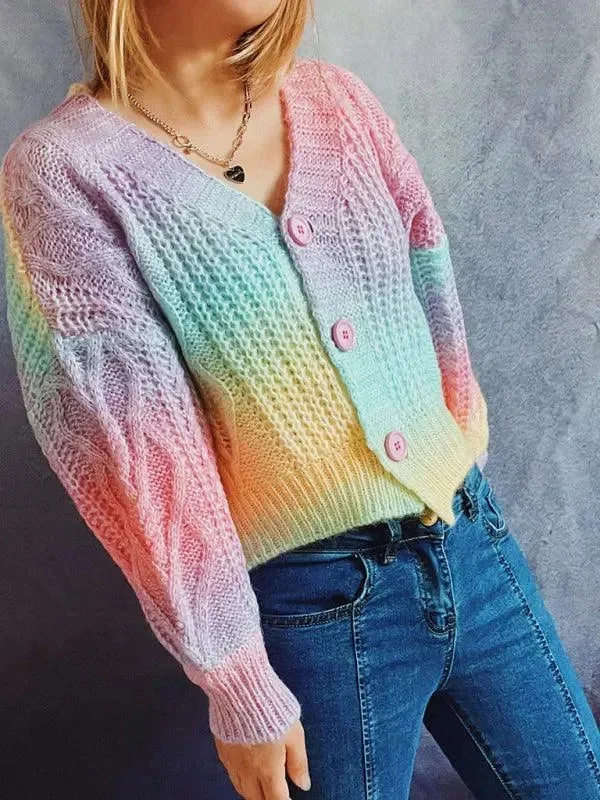 Trendy Attire For Her Ombre Drop-Sleeve Women Cardigan Sweater
