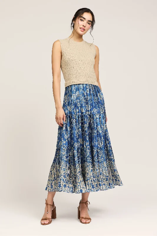 Limited Time Offer Floral Contrast Knit Midi Dress