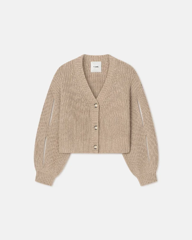 Season Offer Karolin - Cropped Cashmere-Blend Cardigan - Oatmeal