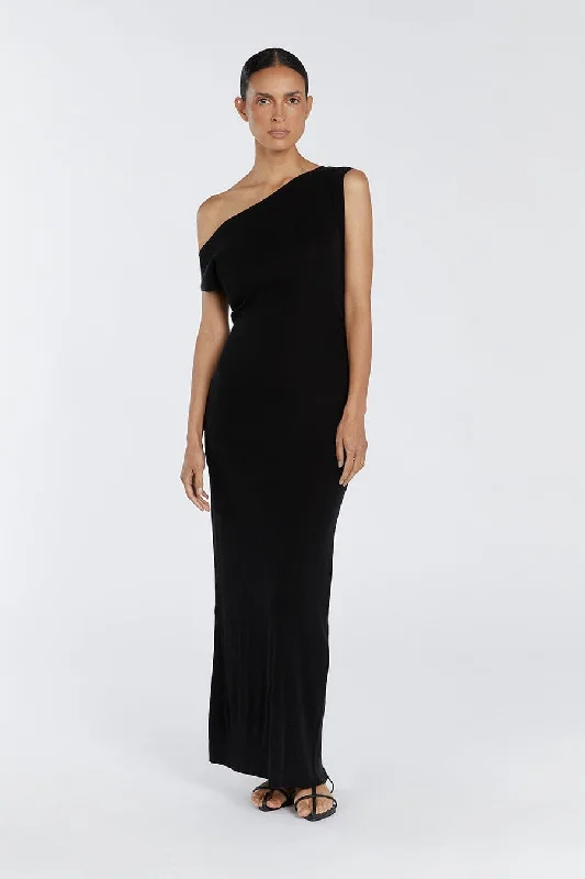 Fashion Forward Femme JUNIE BLACK KNIT MIDI DRESS