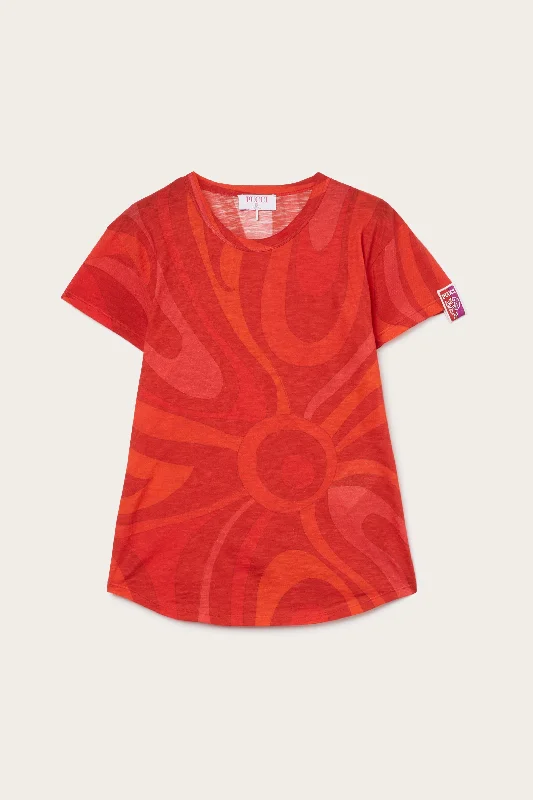 Valentine's Special Flamed Jersey T-Shirt with Allover Print