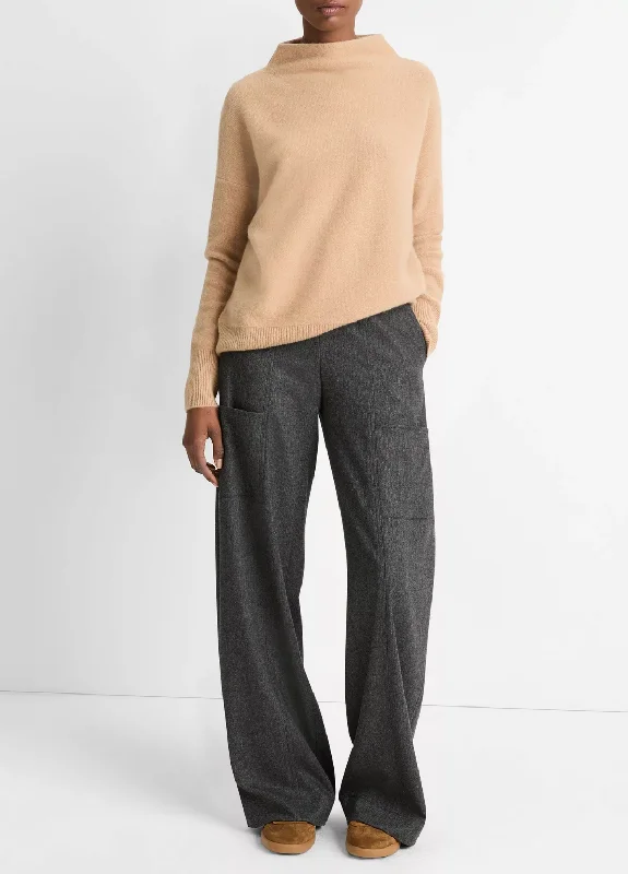 Casual Yet Stylish Separates Cashmere Funnel Neck Sweater - Camel