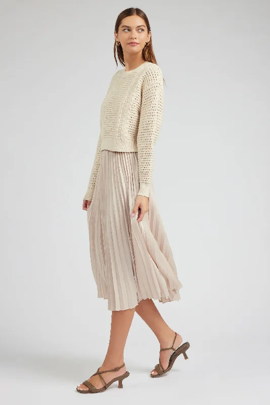 High-End Women’s Apparel Sweater & Pleated Dress Set