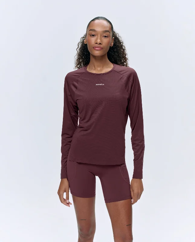 Trendy Boutiques Online Lightweight Running Long Sleeve T-Shirt - Burgundy