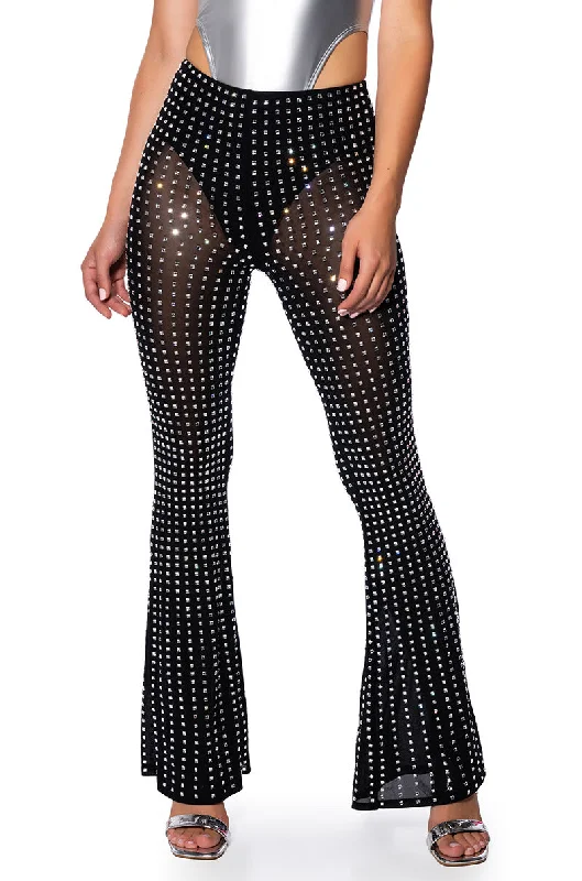 Women’s Clothing for Every Occasion CRYSTAL CLEAR RHINESTONE FLARE PANT