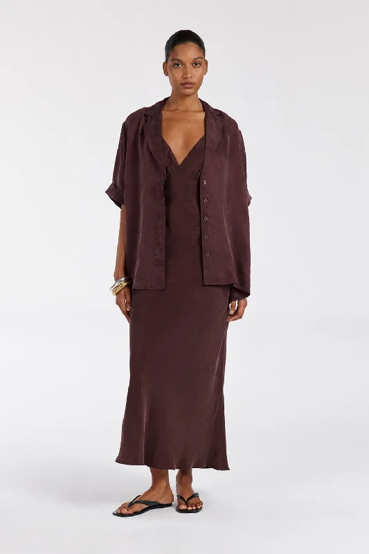 Style Breakthroughs LIAM CURRANT CUPRO SLIP MIDI DRESS
