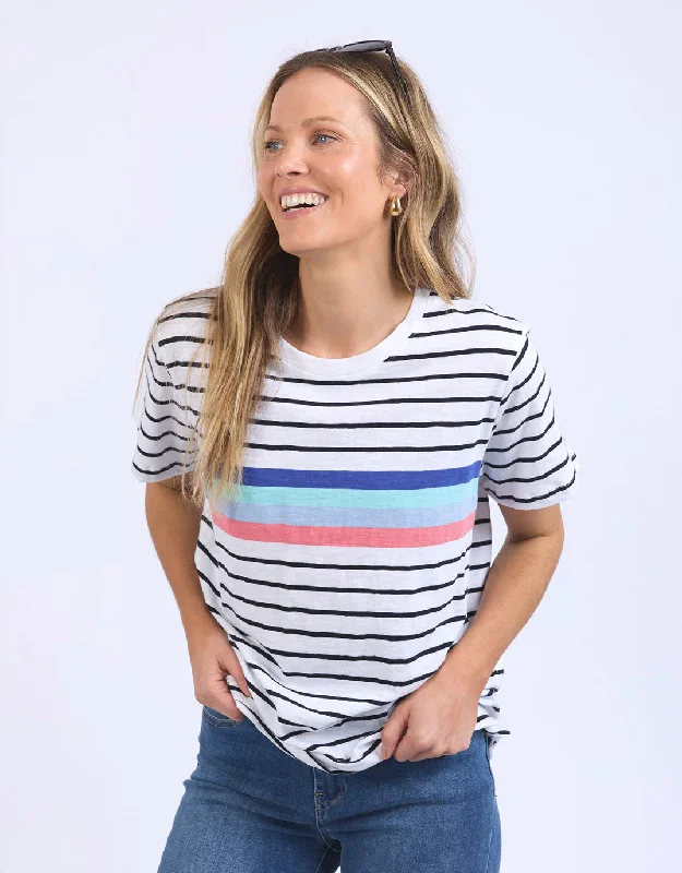 Fashionable Casual Tops Zena Tee - White/Navy Stripe