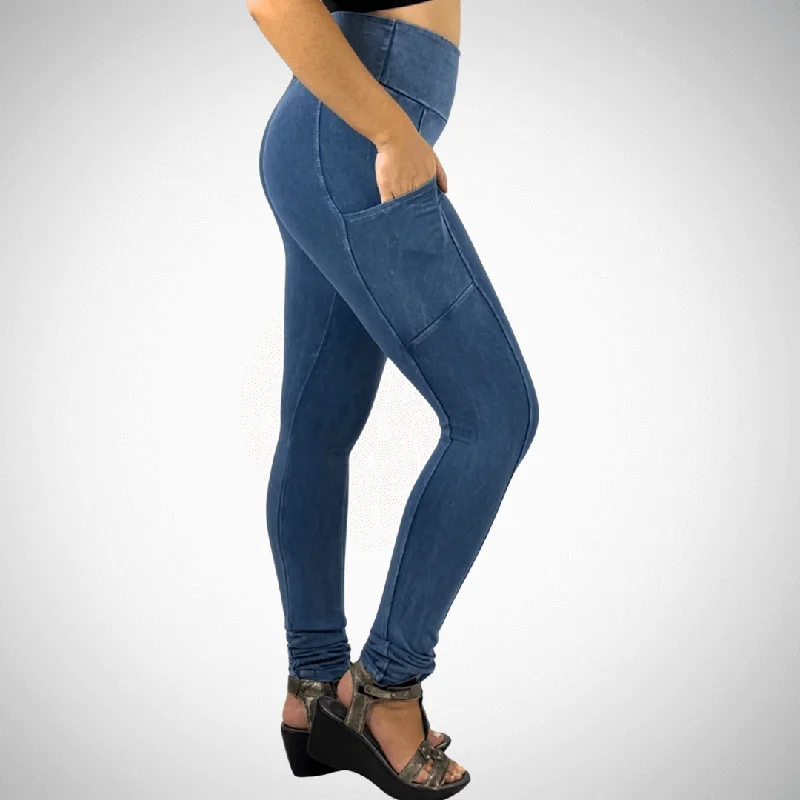Elegant Clothing A Perfect Fit Mineral Washed Pocket Leggings Made in USA