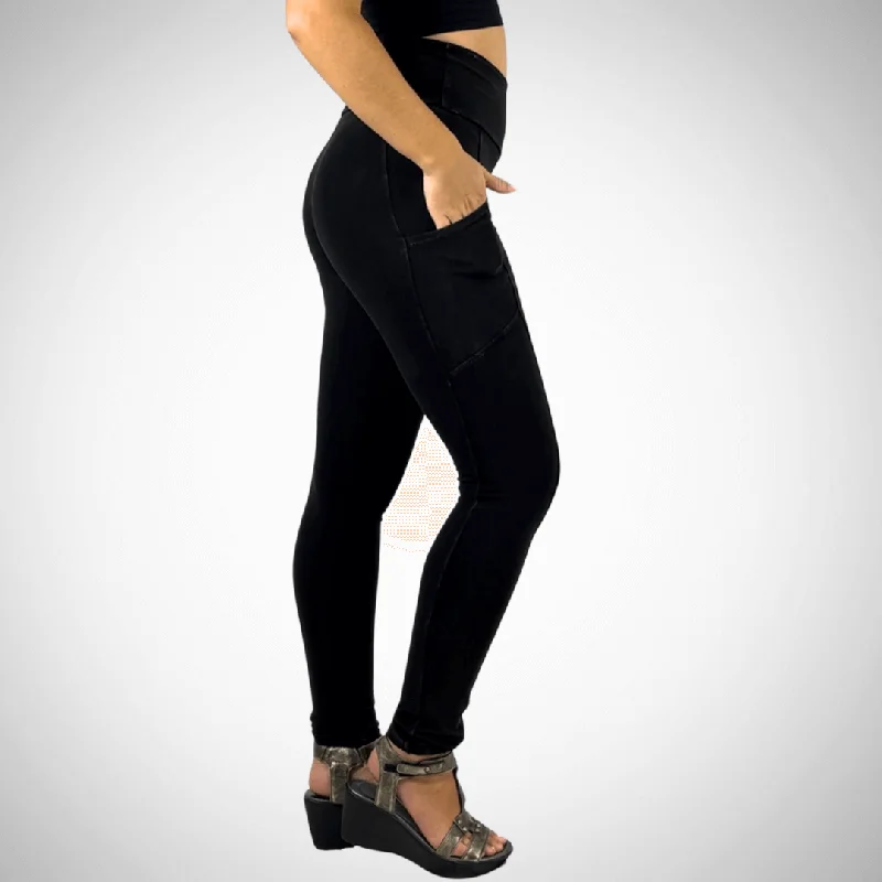 Chic Style A Perfect Fit Mineral Washed Pocket Leggings Made in USA