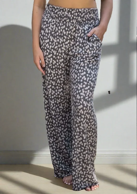 Rocker Chic Fashion Smocked Waist Floral Relaxed Fit Pants  CLEARANCE FINAL SALE