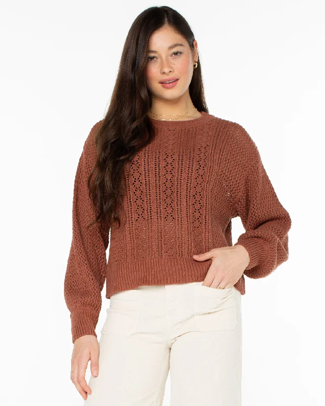 Mega Sales Day Break Open Knit Sweater - Russet