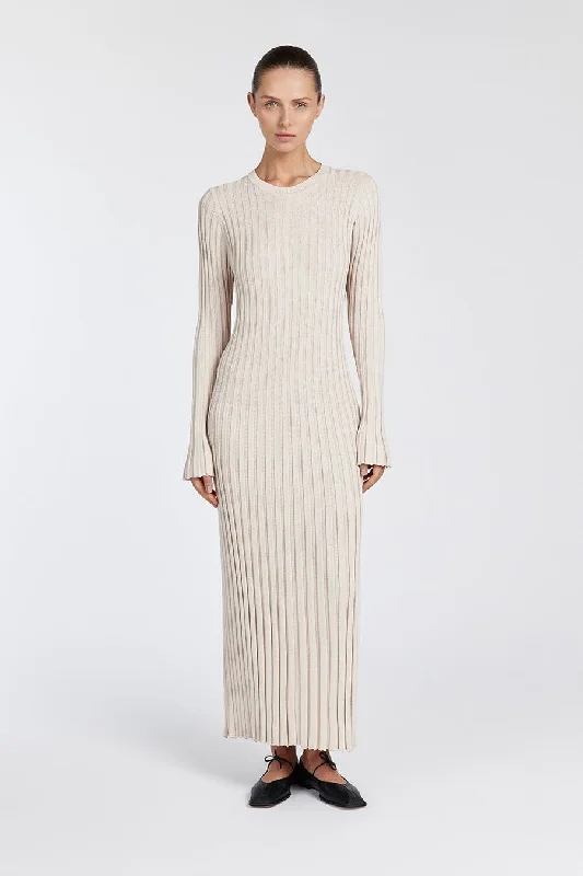 Eclectic Style Wardrobe ADA STONE LONG SLEEVE MIDI DRESS