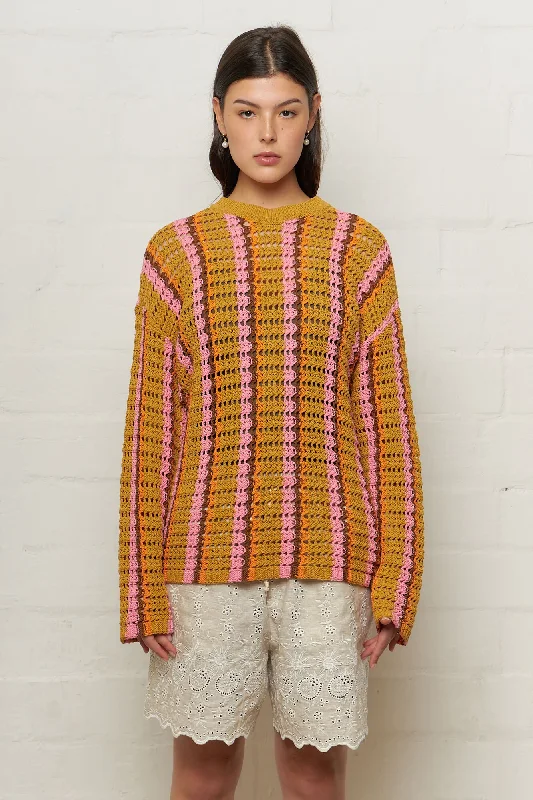 Style Redefined Elton Crochet Jumper Pink Stripe