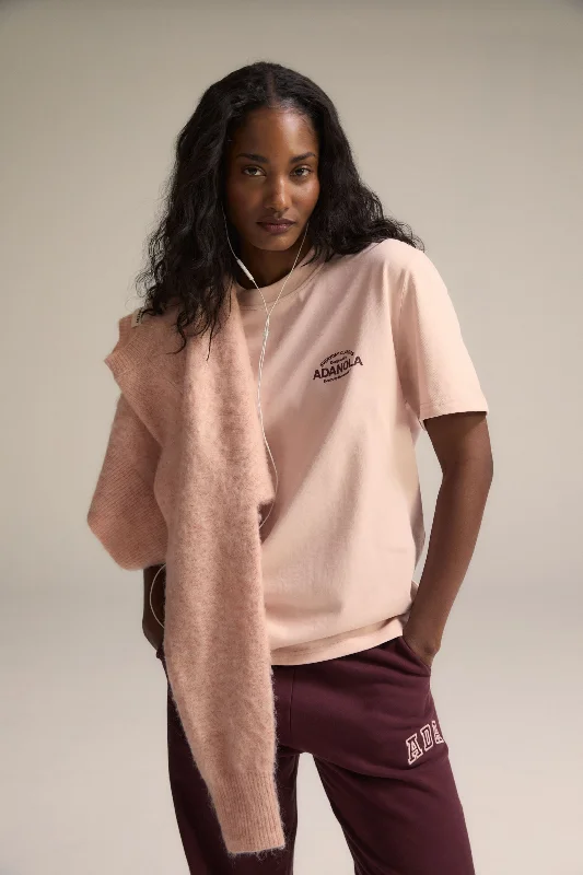Trendy Women’s Fashion Classics Oversized Short Sleeve T-shirt - Blush Pink