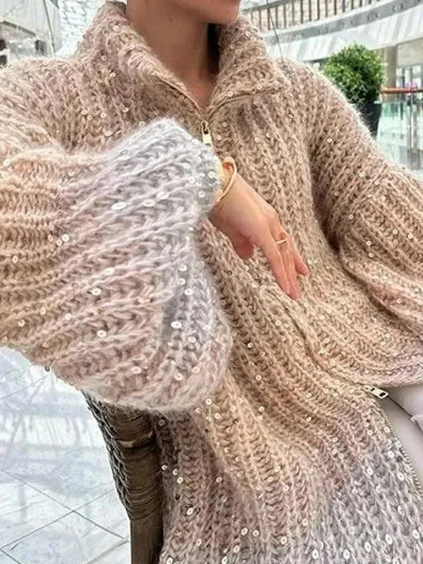 End Of Season Sale Sequined V-neck Cardigan Sweater