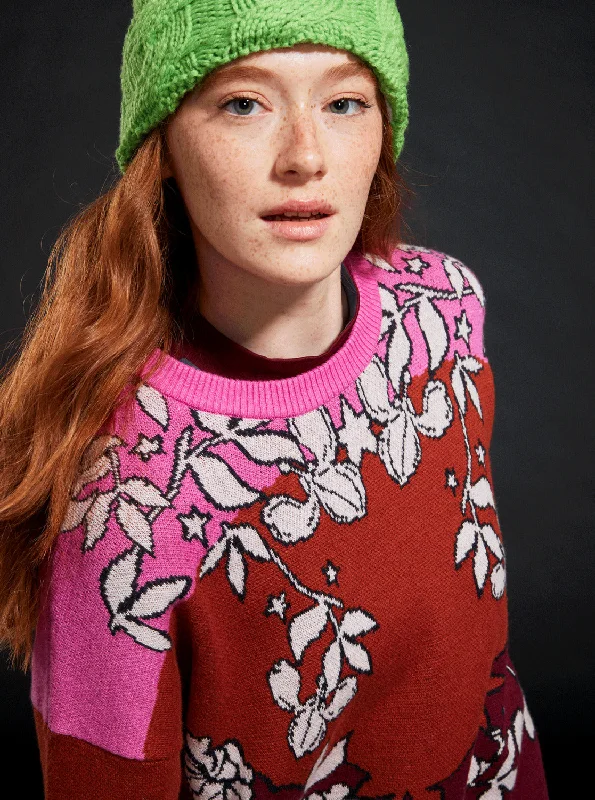 Chic Casual Wardrobe Essentials ROWLEY X ROXY Technical Sweater - Burnt Henna Laurel Floral