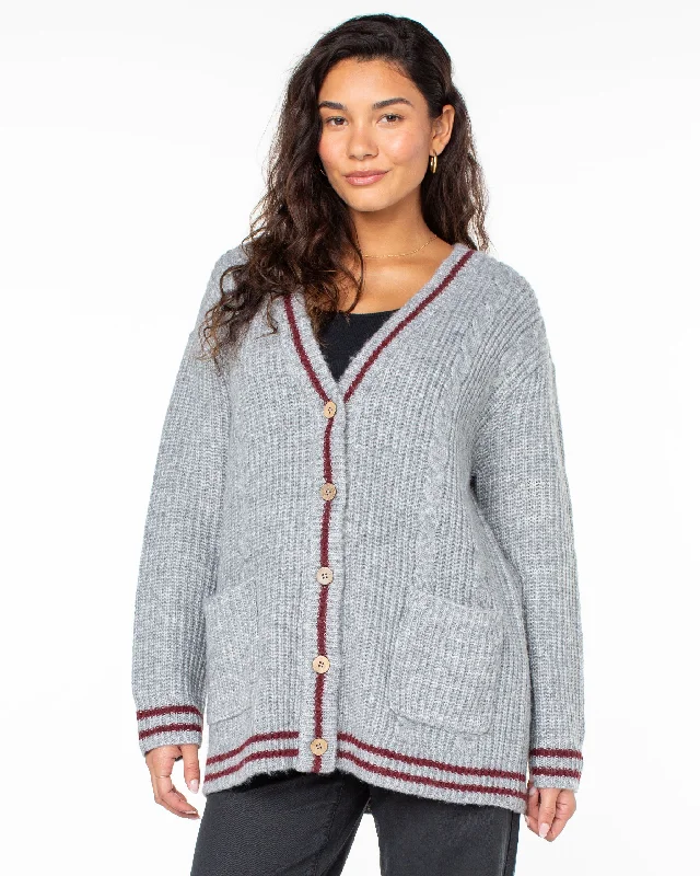 You'Ll Love Us Because Game Day Long Button Up Cardigan - Heritage Heather