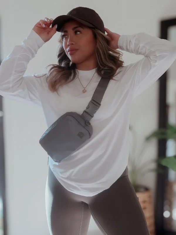 Stylish Women's Apparel Drape Long Sleeve Tee - White