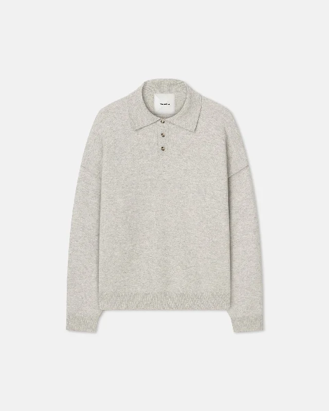 Travel Essentials Elieke - Plush Cashmere Polo-Neck Sweater - Gray
