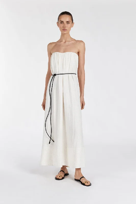 Chic Trend Collection SHANIYA CREAM MARLE MIDI DRESS