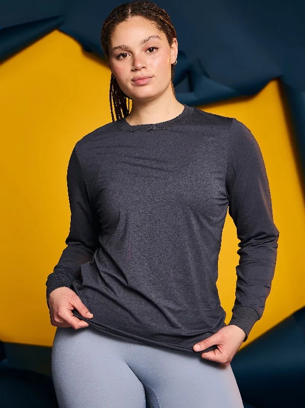 Everyday Fashion Drape Long Sleeve Tee - Blue Steel
