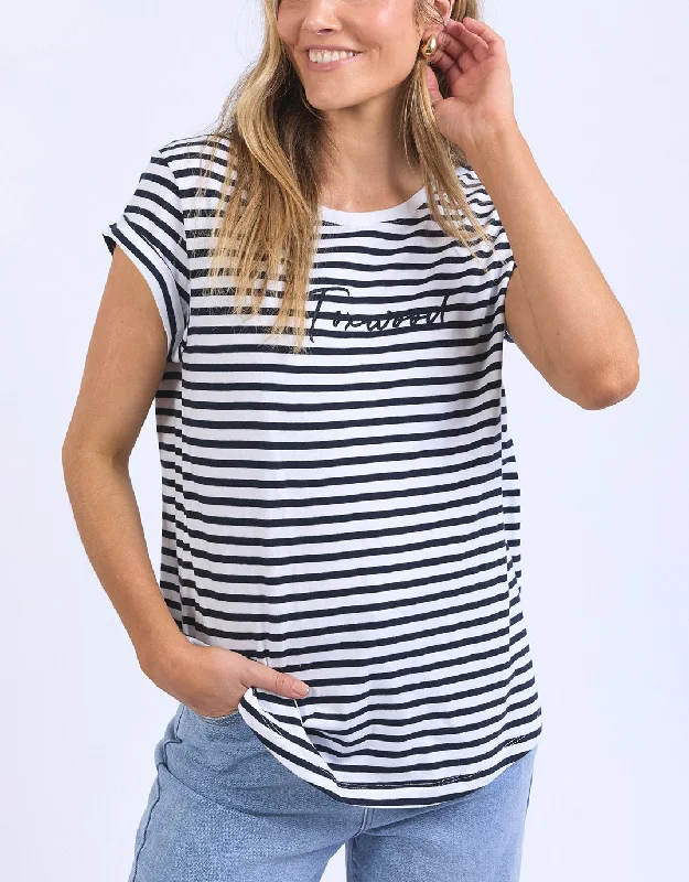Trendy Casual Outfits Signature Stripe Tee - Dark Sapphire/White Stripe