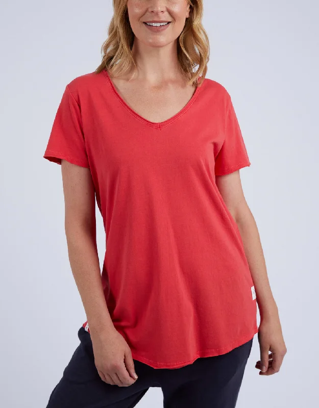 Casual Style for Busy Women Fundamental Vee Tee - Bittersweet Red