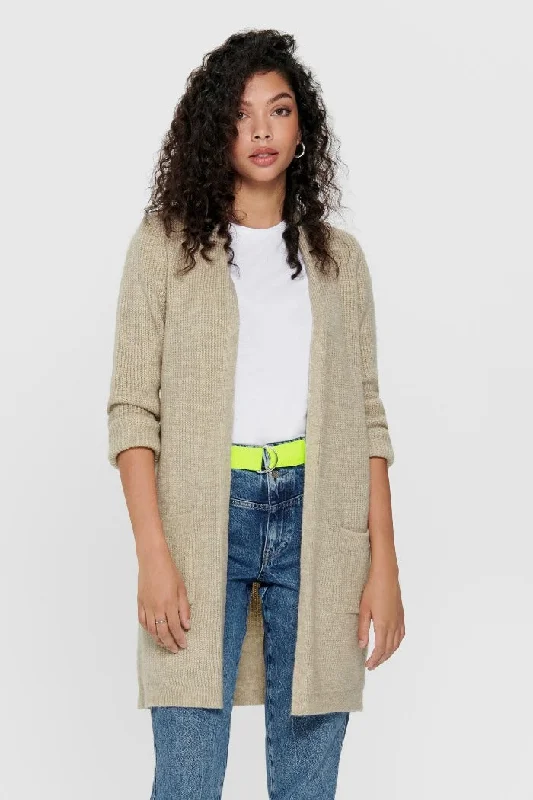 Trend Forward Women's Wear ONLY LONG SLEEVE KNIT CARDIGAN IN GREY