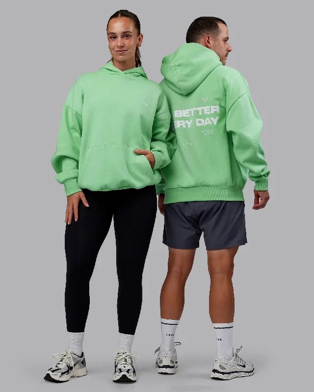 Casual Chic Unisex 1% Better Value Series Hoodie Oversize - Surreal Green-White
