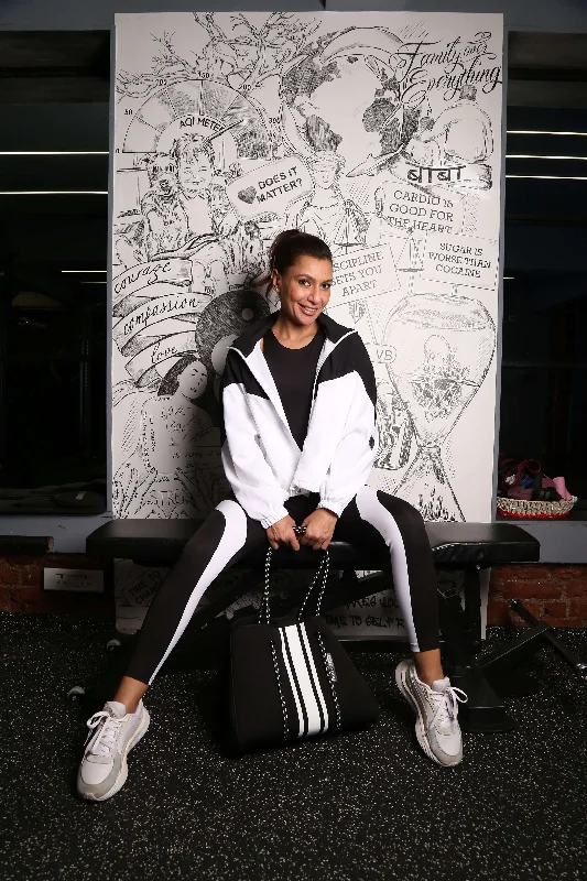 Relaxed Fit Women’s Fashion Bomber Jacket Black And White