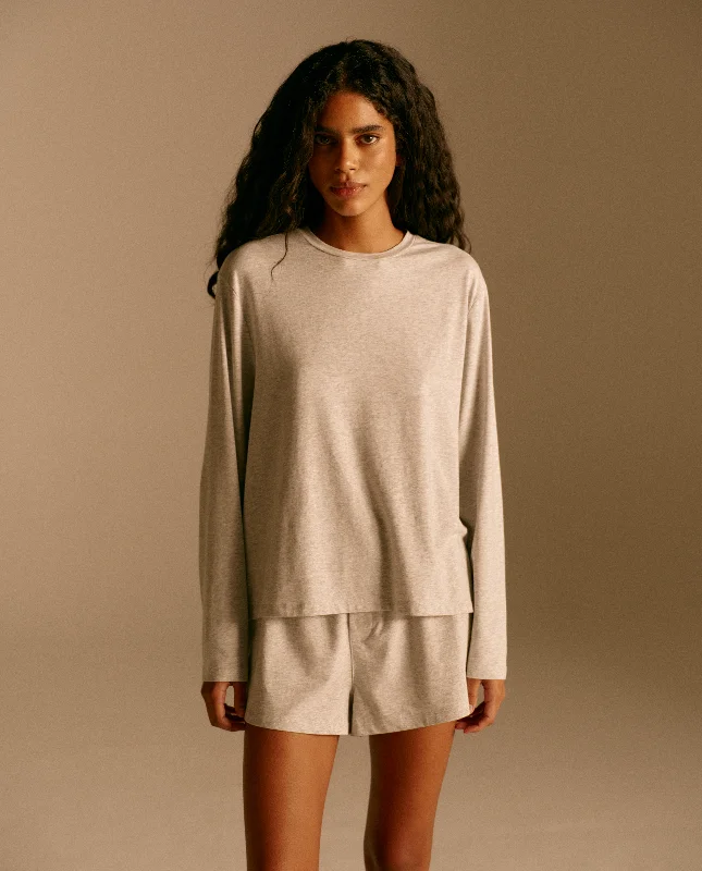 Online Shopping Boutiques Modal Long Sleeve T-shirt - Light Grey Melange