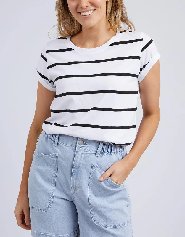 Women’s Stylish Outerwear Manly Stripe Tee - White/Black Stripe