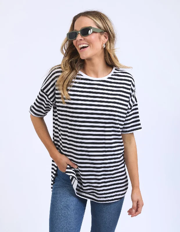Versatile Women’s Fashion Lauren Short Sleeve Tee - Black/White Stripe